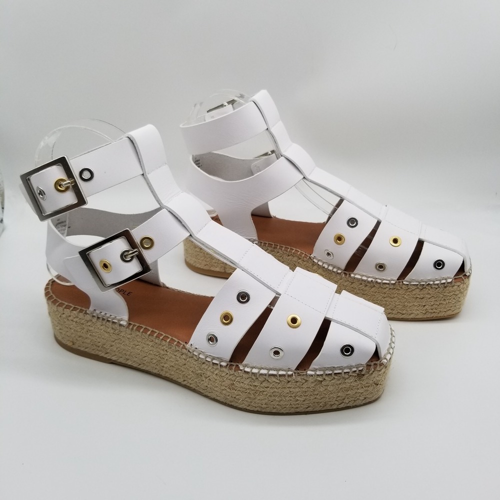 Free People‎ Women Gable Glad Espadrille Gladiator Sandals Sz 7.5 Leather White